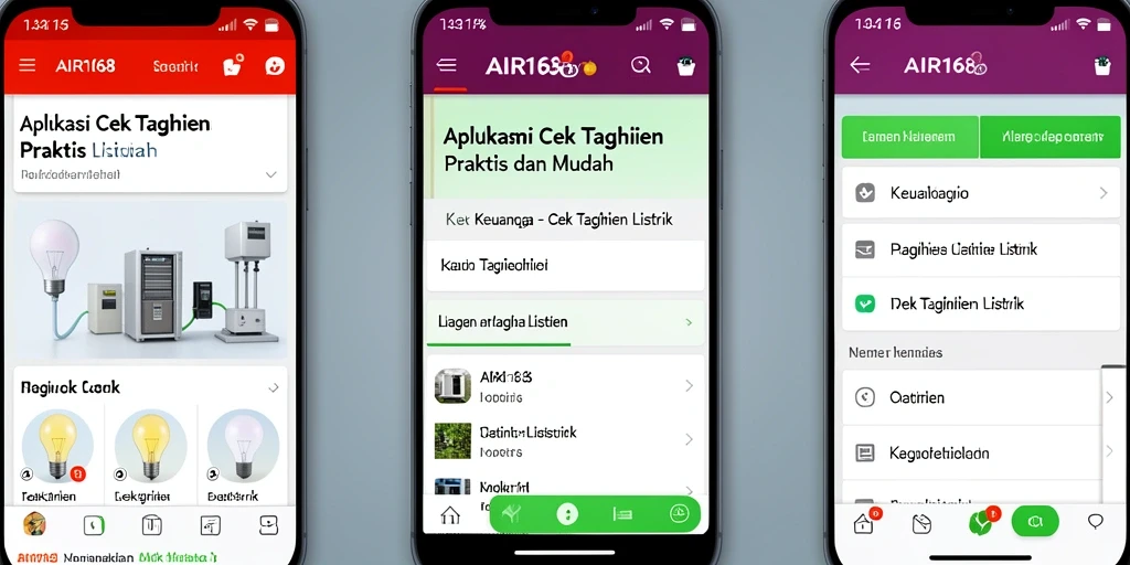 Antarmuka AIR168 yang sederhana untuk cek tagihan listrik.