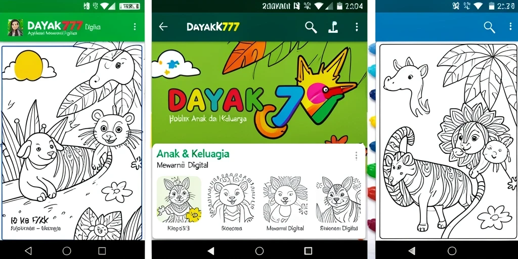 Antarmuka menarik dari aplikasi Mewarnai Digital DAYAK777.