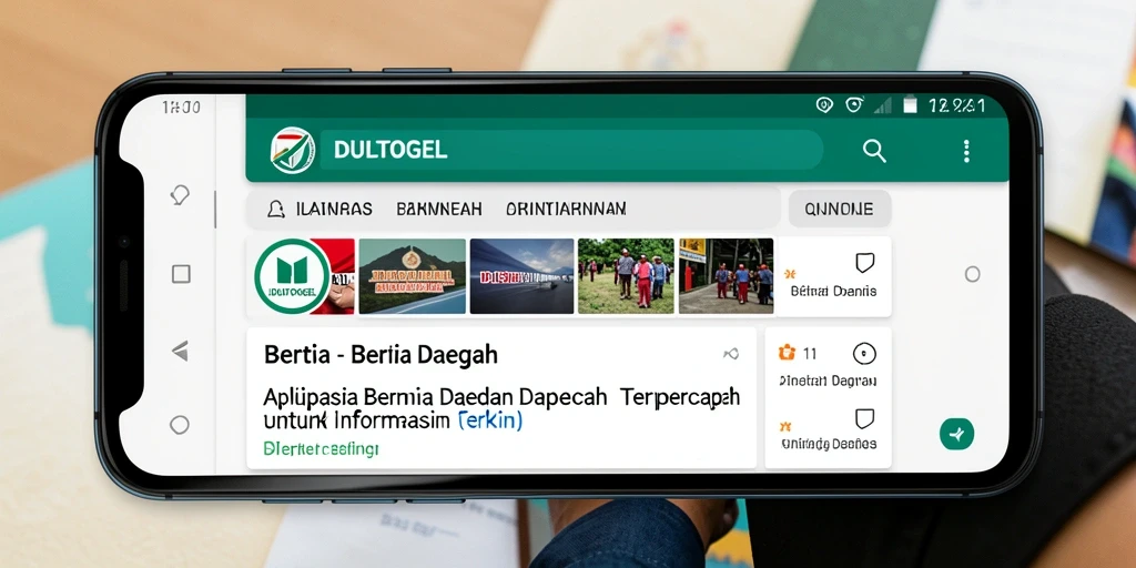 Tampilan antarmuka aplikasi DULTOGEL dengan berita daerah terkini.