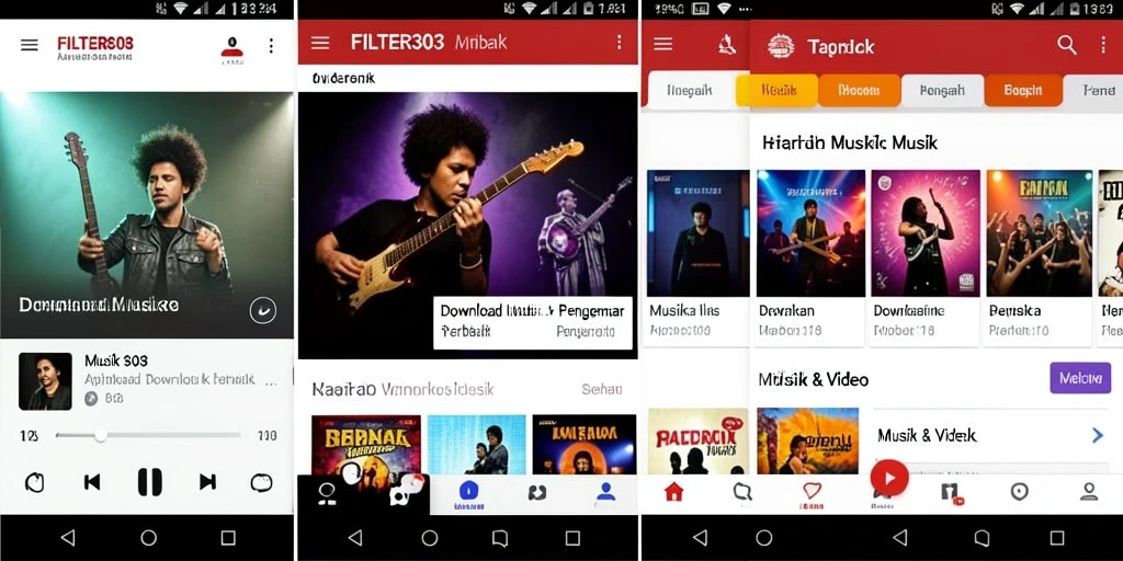 Tampilan antarmuka FILTER303 yang menarik dan mudah digunakan untuk Download Musik.