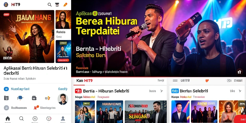 Antarmuka HIT9 menampilkan berita selebriti terkini dan menarik.