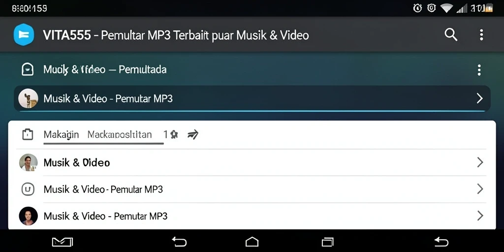 Tampilan antarmuka VITA555 yang simpel dan fungsional untuk Pemutar MP3.